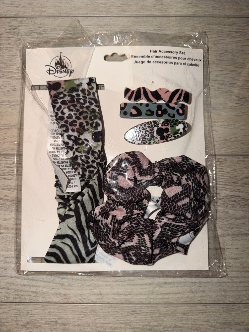 Disney Pink & Green Animal Print Hair Accessory Set